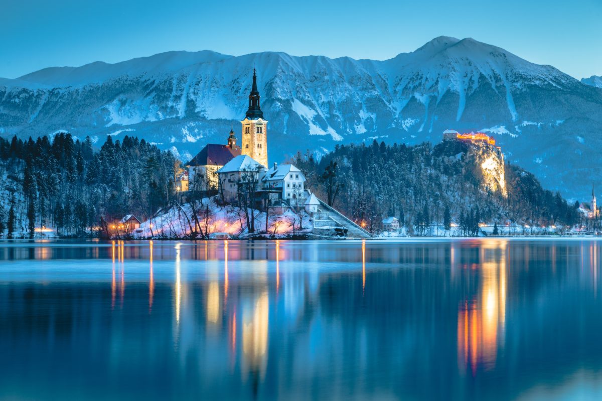 Christmas market near lake Bled, Slovenia