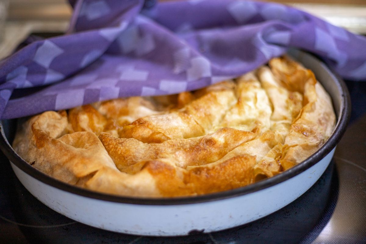 Homemade banitsa - pastry dish from Bulgaria