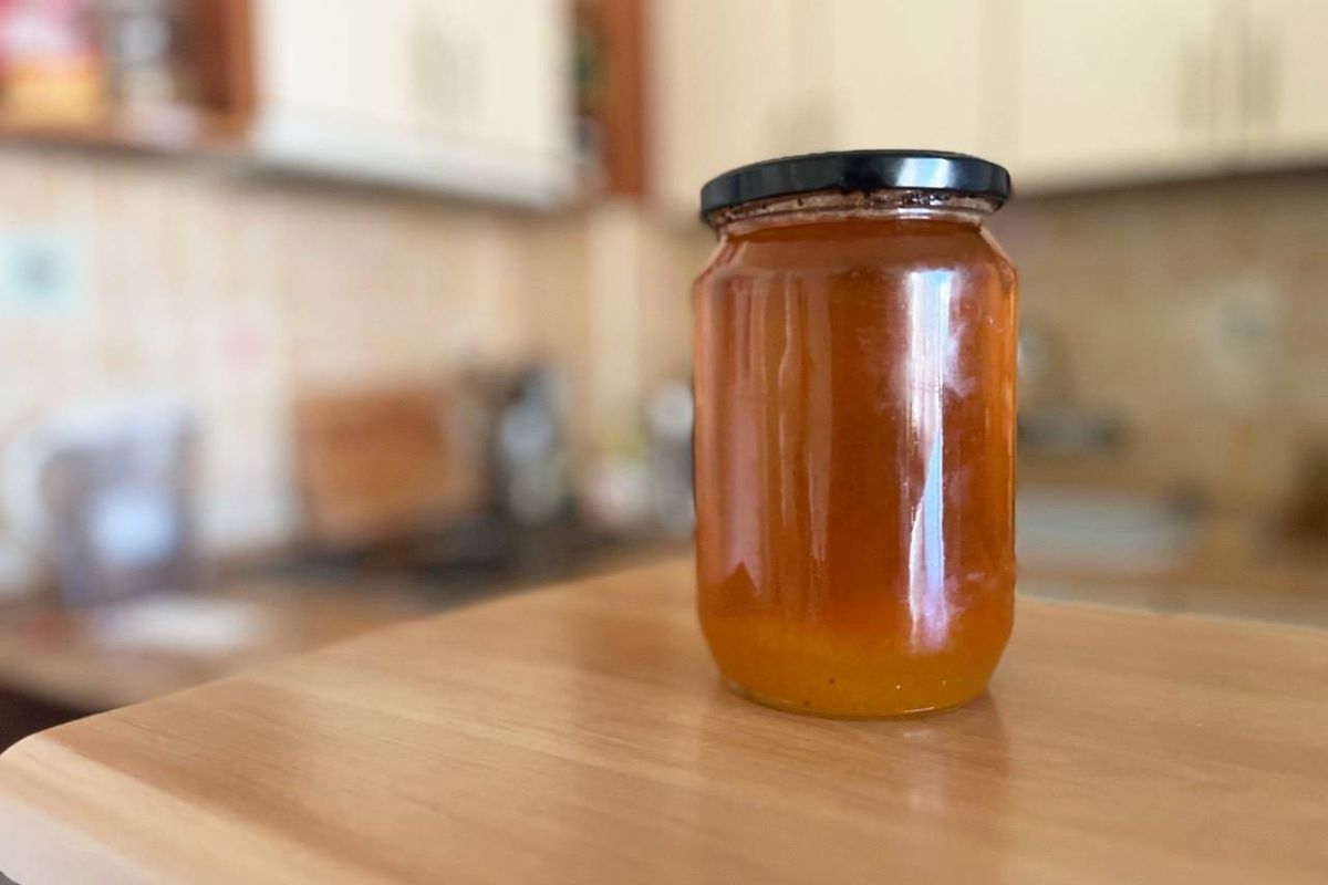 A jar of Bulgarian herbal honey