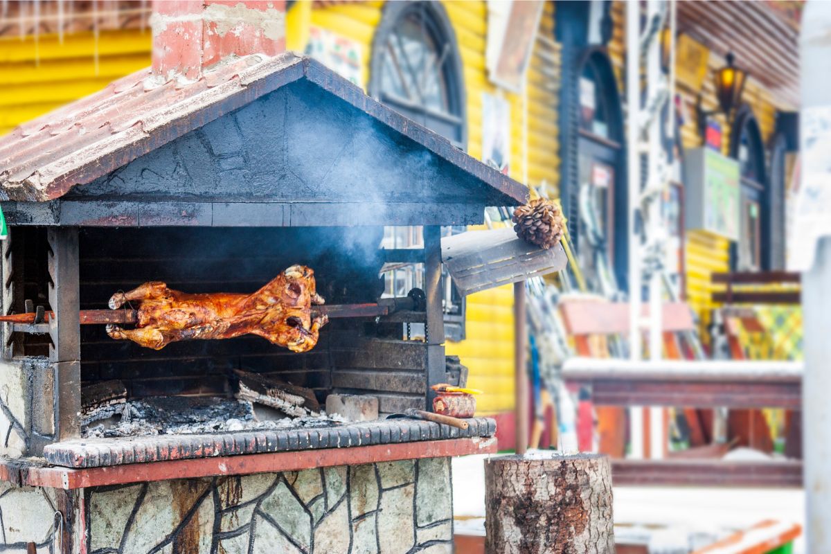 Cheverme - a whole animal cooked on a rotating barbecue