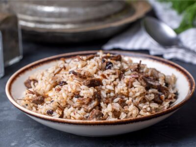 Pilaf - rice cooked with meat and vegetables