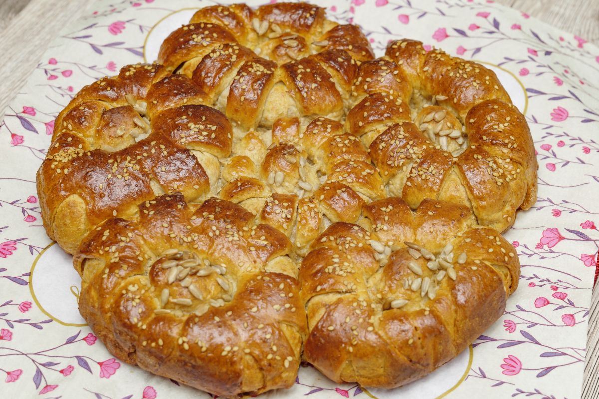 Pogacha - homemade Balkan bread with ornaments