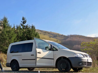 Van used during a Balkan tour captured in Bulgaria near Buzludzha