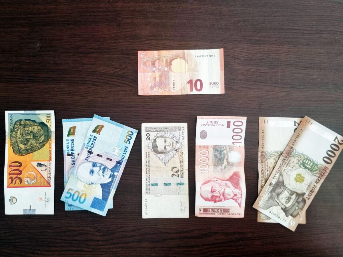 Different Balkan banknotes