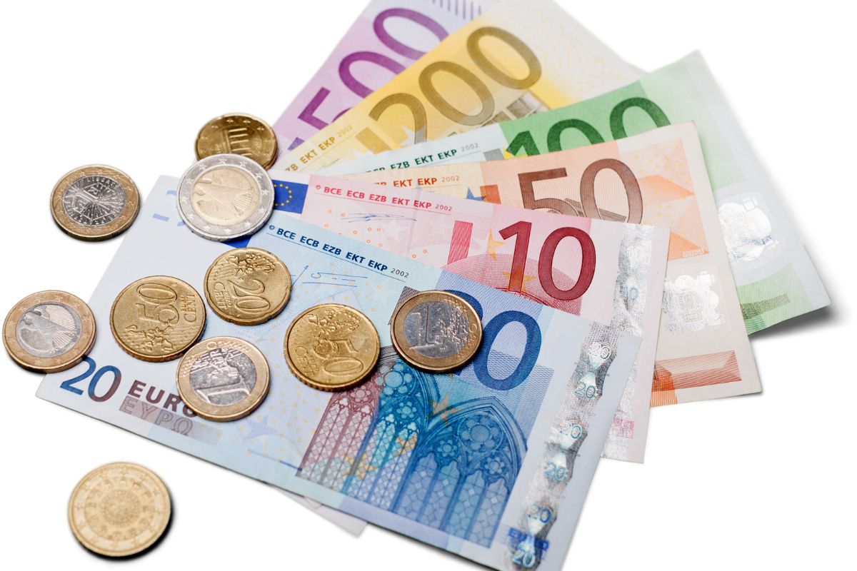 Euro banknotes and coins