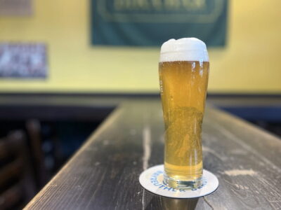 A glass of cold draft beer