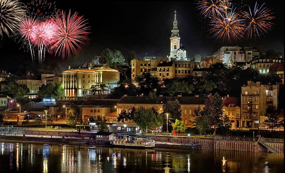 Fireworks celebrating the New Year in Belgrade, Serbia