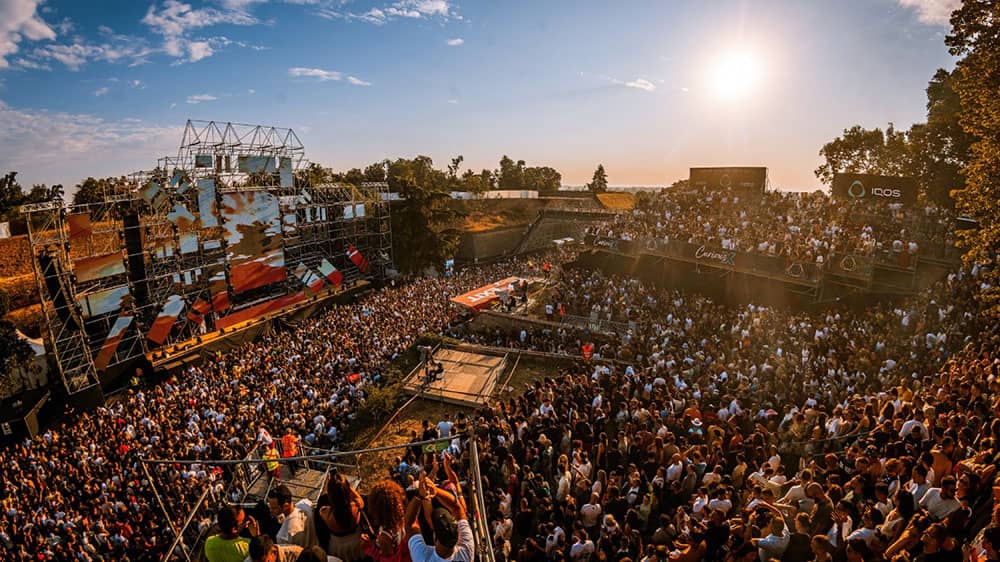 People partying at EXIT Festival, Serbia