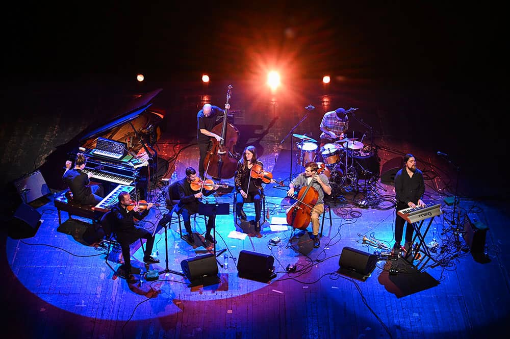 Musicians performing on stage during the Skopje Jazz Fest, North Macedonia