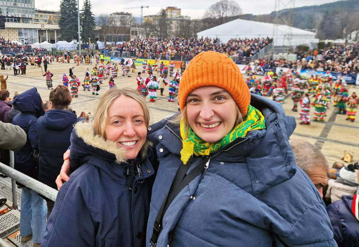 Tourists enjoying the Surva Festival in Pernik, Bulgaria
