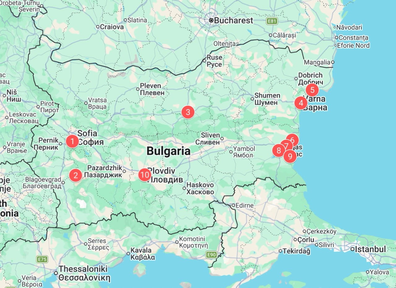 Stops along the Black Sea Tour 1 Itinerary