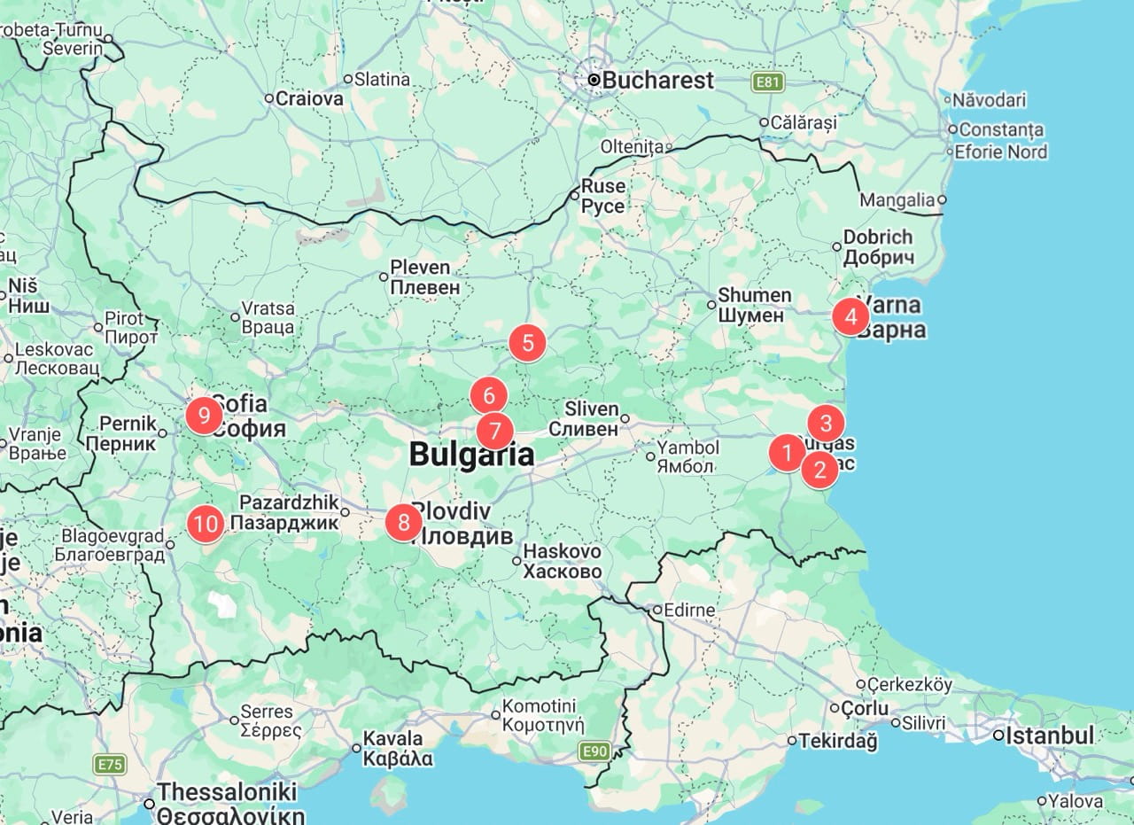 Stops along the Black Sea Tour 2 Itinerary